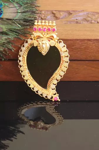 Kerala style gold plated mango palakka pendant
