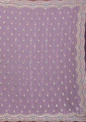 Trendmalls Satin Silk with heavy Embroidery Designer Work Purple saree with Blouse Piece 7