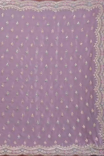 Trendmalls Satin Silk with heavy Embroidery Designer Work Purple saree with Blouse Piece
