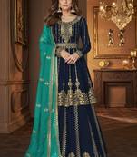 Navy Blue Georgette Sangeet ceremony Skirt Kameez