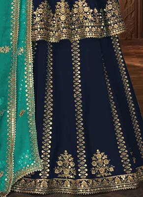 Navy Blue Georgette Sangeet ceremony Skirt Kameez 3