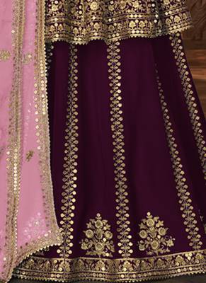 Wine Georgette Sangeet ceremony Lehenga Kameez 3