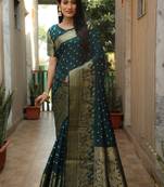 Green woven design bandhej kanjivaram soft silk saree