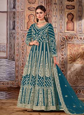 Morepeach Net Bridal Embroidered Abaya Anarkali Suit 1