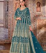 Morepeach Net Bridal Embroidered Abaya Anarkali Suit