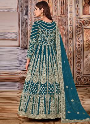 Morepeach Net Bridal Embroidered Abaya Anarkali Suit 2