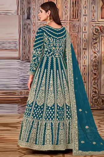 Morepeach Net Bridal Embroidered Abaya Anarkali Suit