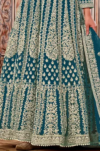 Morepeach Net Bridal Embroidered Abaya Anarkali Suit