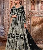 Black Net Bridal Embroidered Abaya Churidar Suit