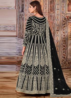 Black Net Bridal Embroidered Abaya Churidar Suit 2