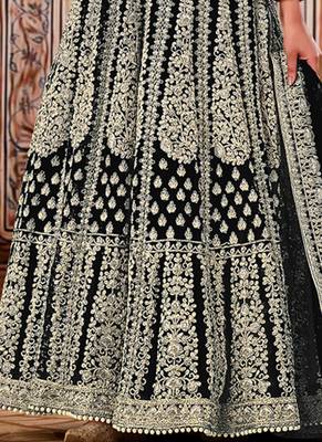 Black Net Bridal Embroidered Abaya Churidar Suit 3