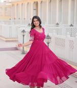 Premium Designer Pink Colour Readymade Gown Collections