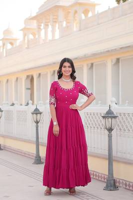 Premium Designer Pink Colour Readymade Gown Collections 3