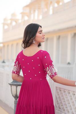 Premium Designer Pink Colour Readymade Gown Collections 6