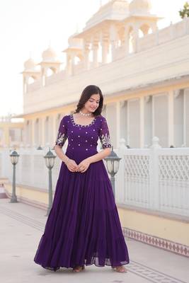 Premium Designer Purple  Colour Readymade Gown Collections 3