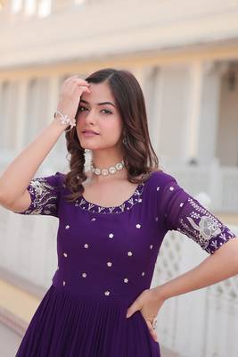 Premium Designer Purple  Colour Readymade Gown Collections 5
