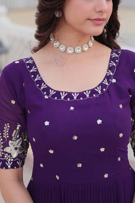 Premium Designer Purple  Colour Readymade Gown Collections 6