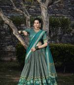Women's Tussar Silk With Foil Print Lehenga Choli 