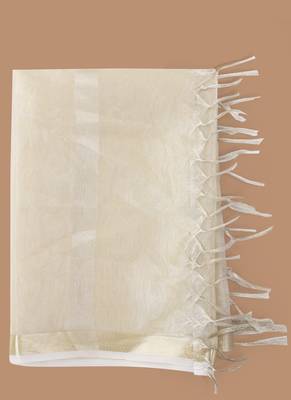 Gold Tissue Dupatta with Tassels 4