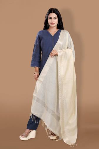 Gold Cotton Dupatta with Tassels