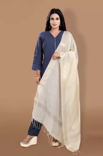 Gold Cotton Dupatta with Tassels