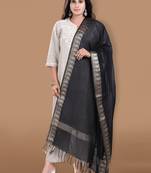 Black Cotton Dupatta with Tassels