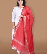 Red Cotton Dupatta with Tassels