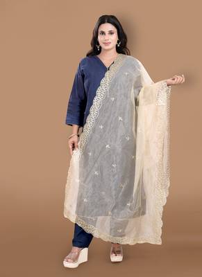 Gold Organza Embellished Dupatta 1