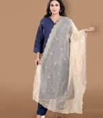 Gold Organza Embellished Dupatta
