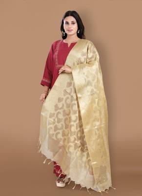 Gold Zari Woven Banarasi Brocade Dupatta 1