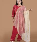 Gold Net Embroidered Dupatta