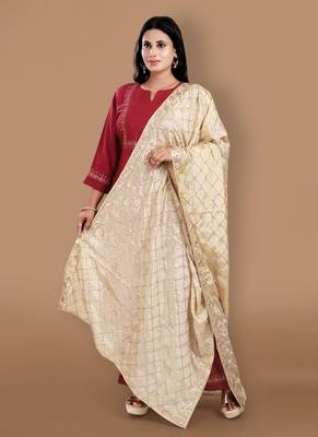 Gold Georgette Embroidered Dupatta 1
