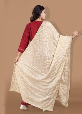 Gold Georgette Embroidered Dupatta 3