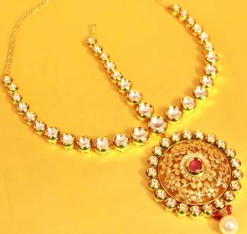 Ruby Royal Kundan Meenakari  Filigree Bridal Maang Tikka 1
