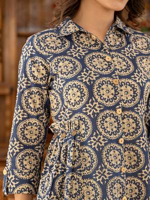  ethnic motifs print navy blue cotton co-ord set 5