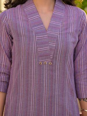  purple cotton striped print co-ord set 4