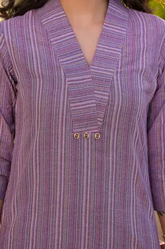  purple cotton striped print co-ord set