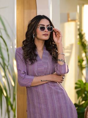  purple cotton striped print co-ord set 5
