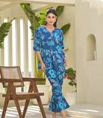  blue cotton ethnic motifs print co-ord set