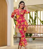  pink cotton ethnic motifs print co-ord set