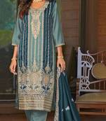 Women Heavy PV Vichitra with Embroidery Codding Sequence Work Pakistani Suit