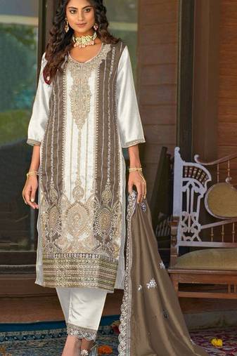Women Heavy PV Vichitra with Embroidery Codding Sequence Work Pakistani Suit