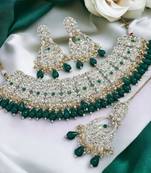 Lalso bollywood style kundan jewellery necklace set with maang tika - ll-1004 gr