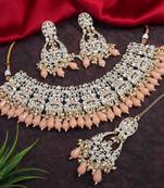 Lalso bollywood style kundan jewellery necklace set with maang tika - ll-1004 ph