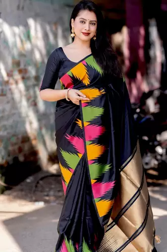  Black Silk Blend Sarees With Blouse