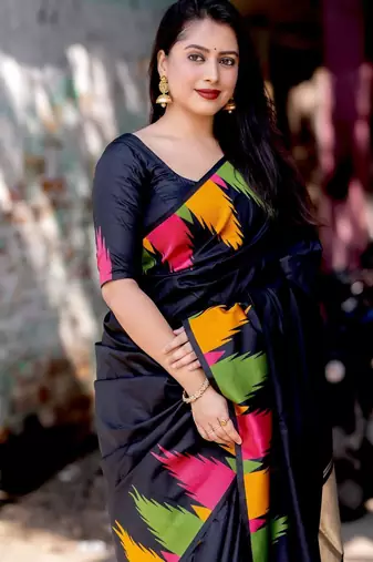  Black Silk Blend Sarees With Blouse