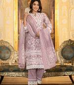 Yufta purple lacework pakistani style kurta trouser and dupatta set