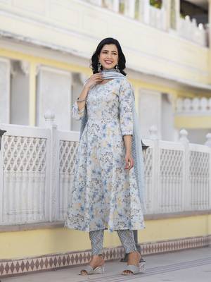  grey sequins work anarkali kurta trouser and dupatta set 2