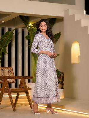 purple floral print kantha work a-line dress 2
