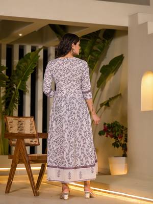  purple floral print kantha work a-line dori work dress 3